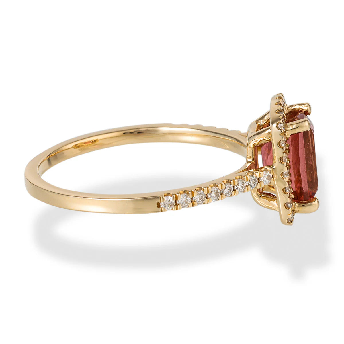 14KT YELLOW GOLD DIAMOND/TOURMALINE OCTAGONE SHAPE RING