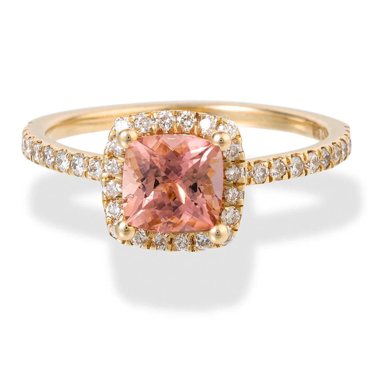 14KT YELLOW GOLD DIAMOND/TOURMALINE OCTAGONE SHAPE RING