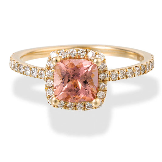 14KT YELLOW GOLD DIAMOND/TOURMALINE OCTAGONE SHAPE RING