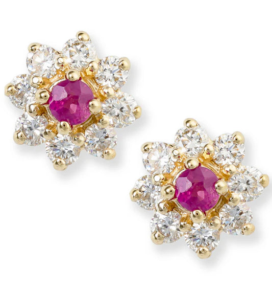 14KT. DIAMOND/RUBY EARRINGS