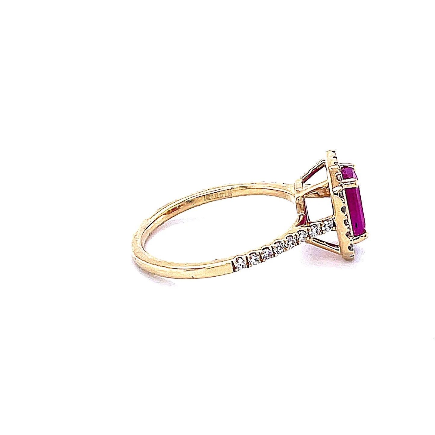 14KT YELLOW GOLD DIAMOND/RUBY OCTAGONE SHAPE RING