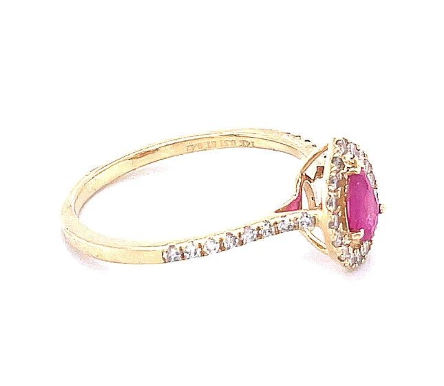 14KT DIAMOND/PINK SAPPHIRE PEAR SHAPE RING