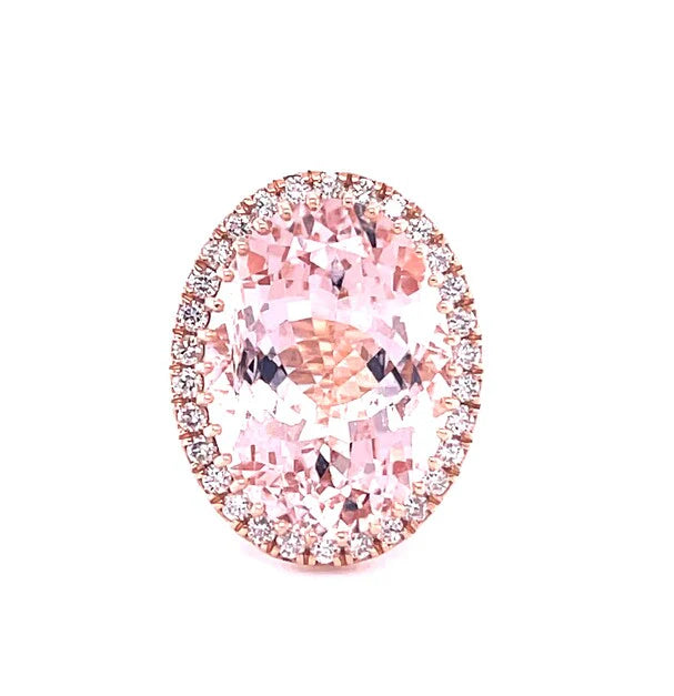 14KT ROSE GOLD DIAMOND/MORGANITE OVAL SHAPE RING