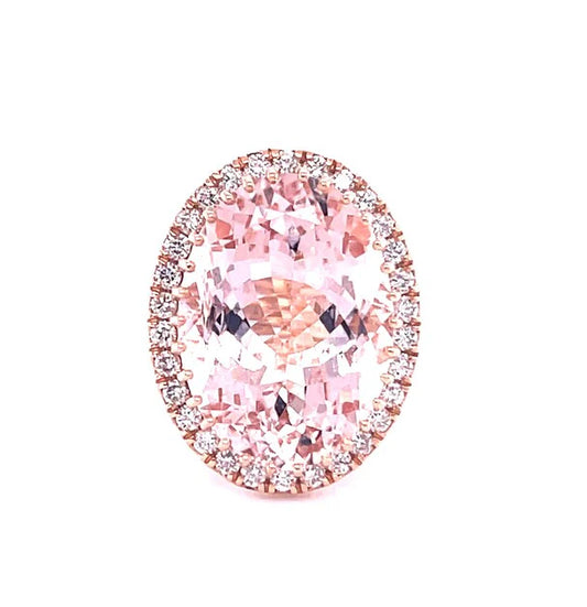 14KT ROSE GOLD DIAMOND/MORGANITE OVAL SHAPE RING