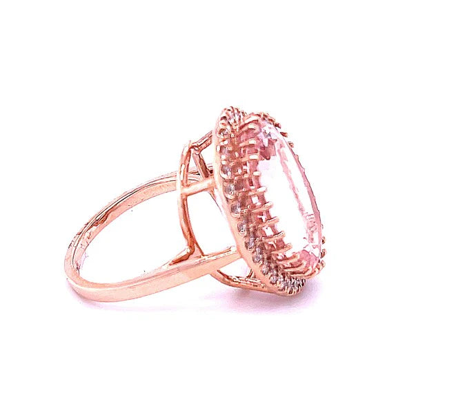 14KT ROSE GOLD DIAMOND/MORGANITE OVAL SHAPE RING