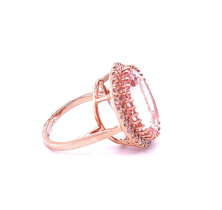 14KT ROSE GOLD DIAMOND/MORGANITE OVAL SHAPE RING