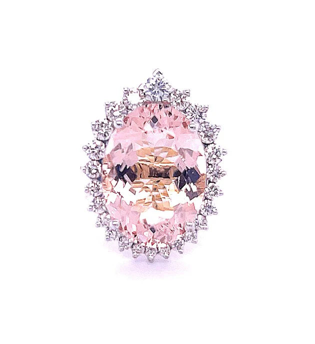 14KT YELLOW AND WHITE GOLD WITH DIAMOND/MORGANITE OVAL SHAPE RING