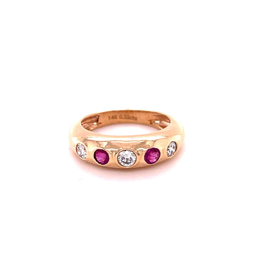 14KT GOLD RUBY RING WITH DIAMONDS
