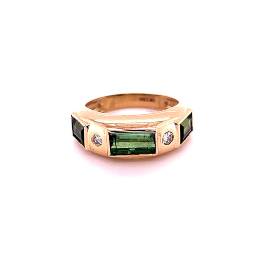 14KT GOLD TOURMALINE RING WITH DIAMONDS
