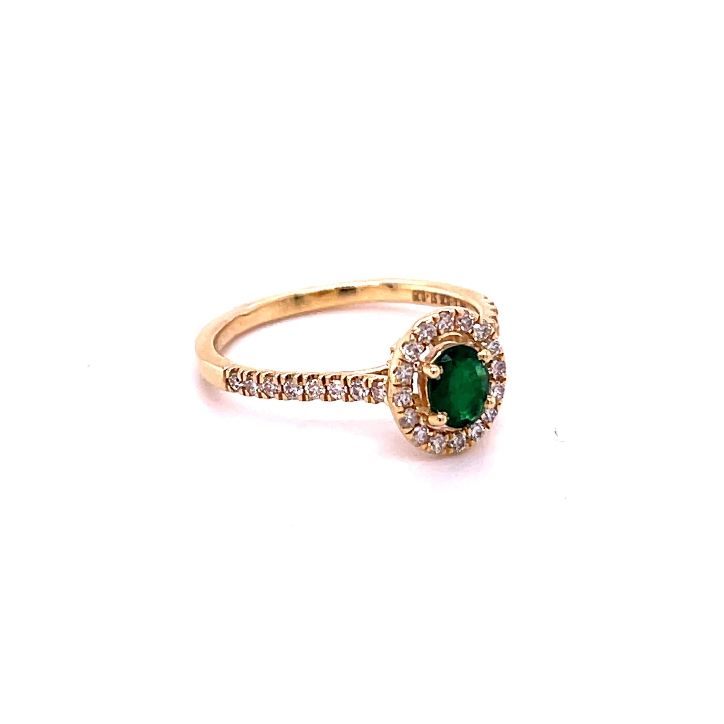 14KT GOLD EMERALD RING WITH DIAMONDS