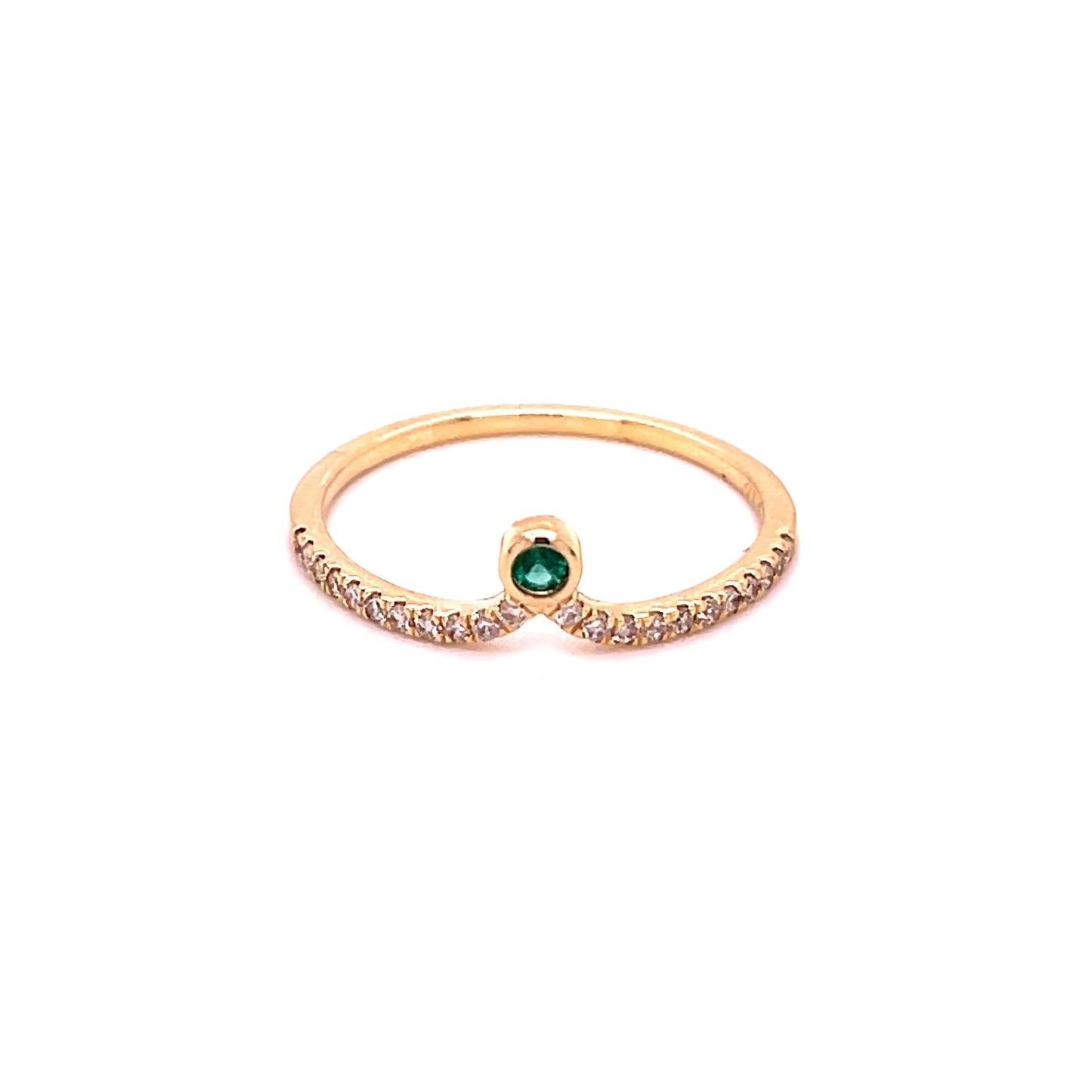 14KT GOLD EMERALD RING WITH DIAMONDS