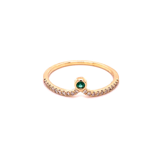 14KT GOLD EMERALD RING WITH DIAMONDS