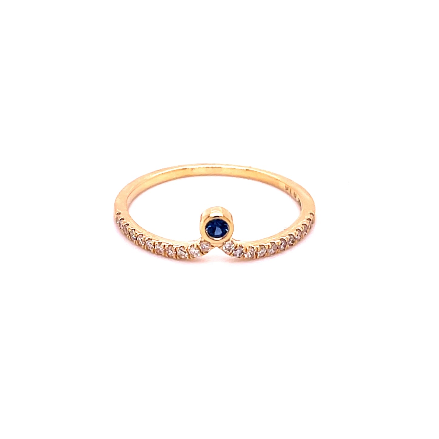 14KT GOLD BLUE SAPPHIRE RING WITH DIAMONDS