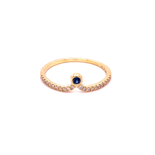 14KT GOLD BLUE SAPPHIRE RING WITH DIAMONDS