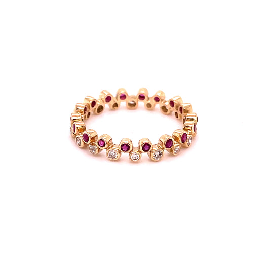 14KT GOLD RUBY RING WITH DIAMONDS