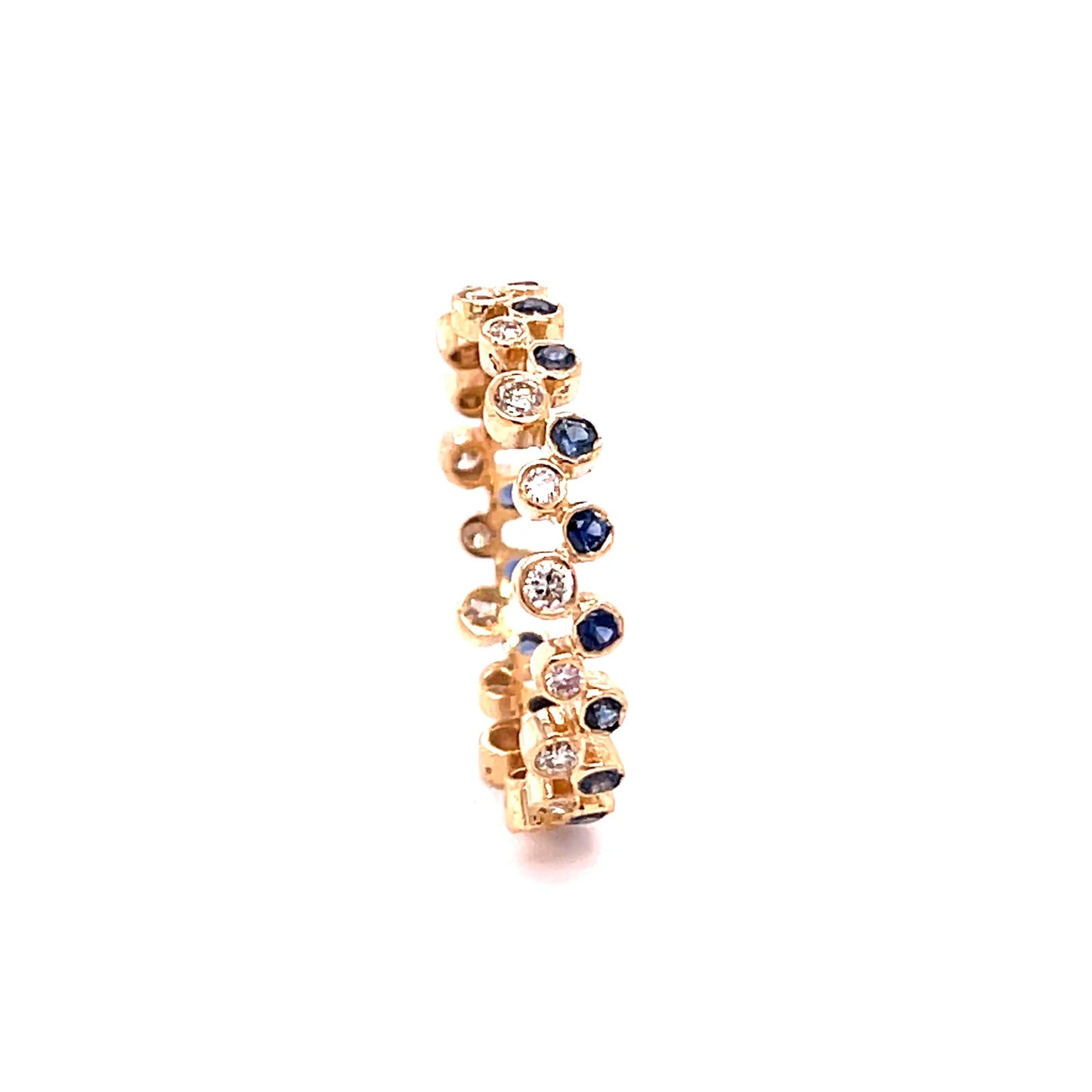 14KT GOLD BLUE SAPPHIRE RING WITH DIAMONDS