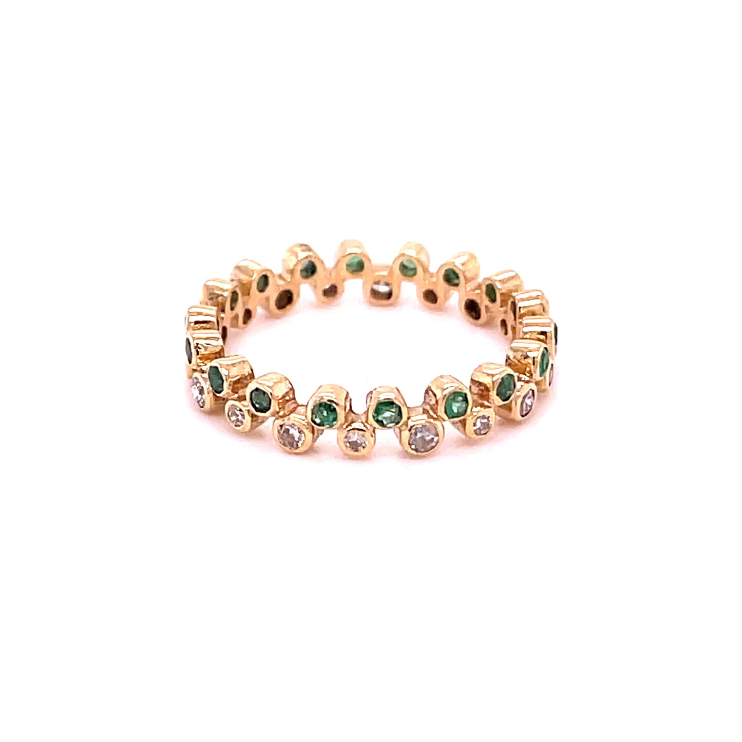 14KT GOLD EMERALD RING WITH DIAMONDS