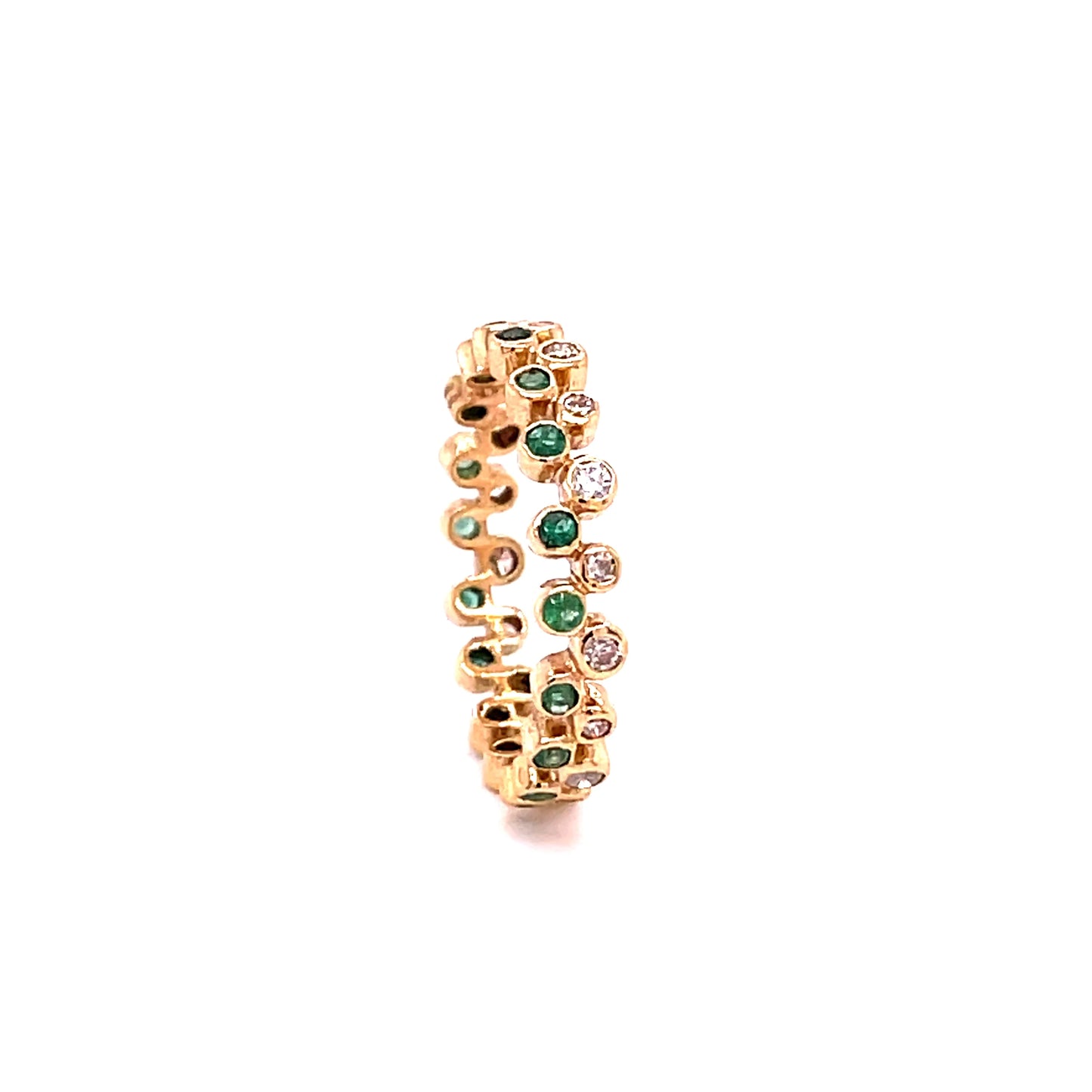 14KT GOLD EMERALD RING WITH DIAMONDS