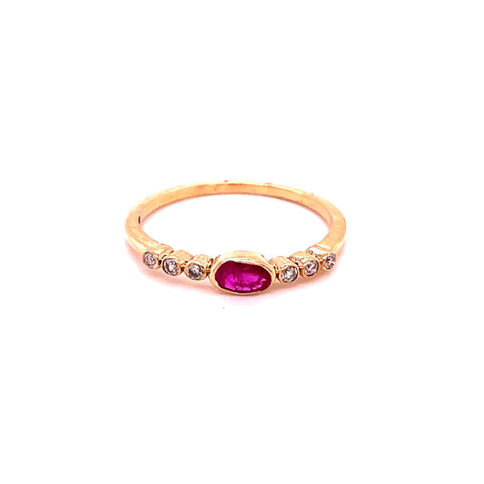 14KT RUBY RING WITH DIAMONDS