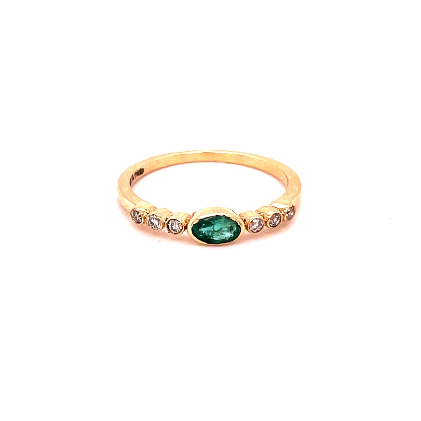 14KT GOLD EMERALD RING WITH DIAMONDS
