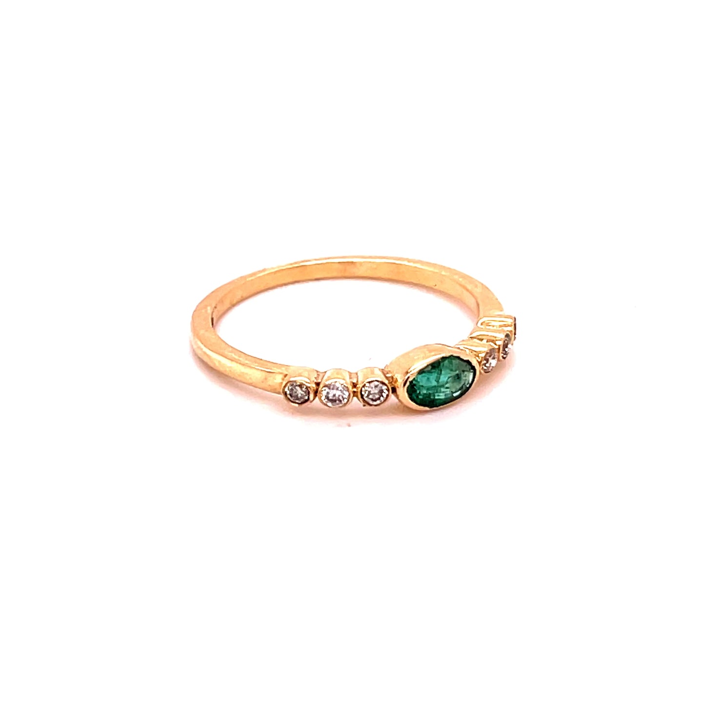 14KT GOLD EMERALD RING WITH DIAMONDS