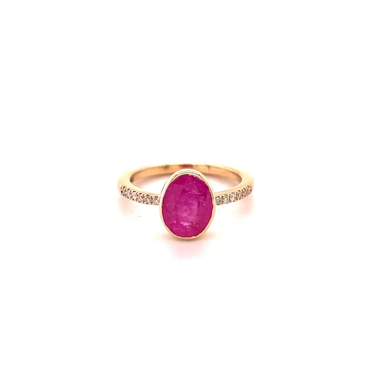 14KT GOLD RUBY RING WITH DIAMONDS