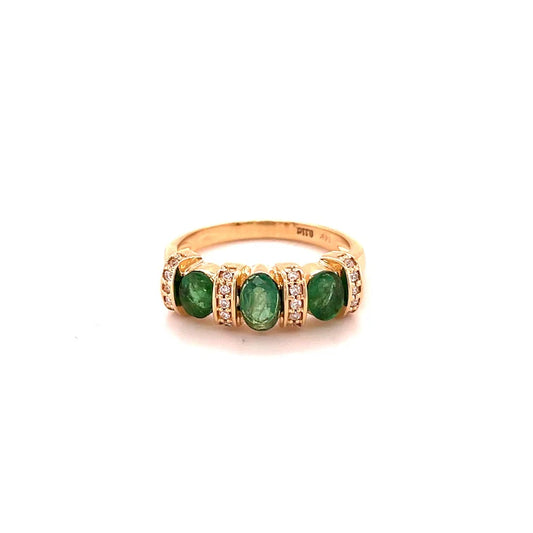 14KT GOLD EMERALD RING WITH DIAMONDS