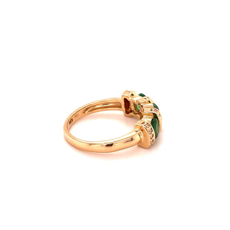 14KT GOLD EMERALD RING WITH DIAMONDS