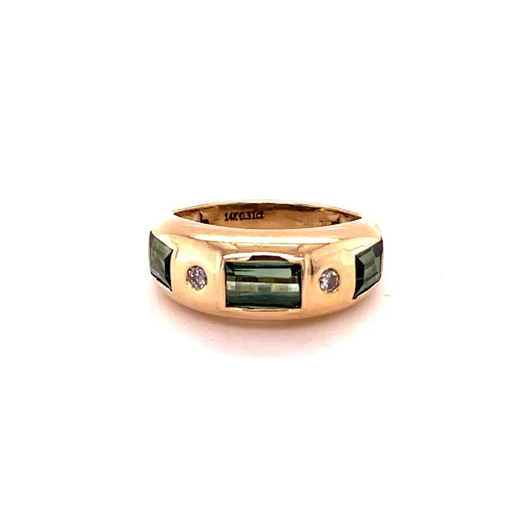 14KT GOLD TOURMALINE RING WITH DIAMONDS