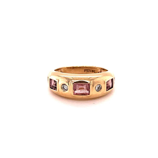 14KT GOLD TOURMALINE RING WITH DIAMONDS
