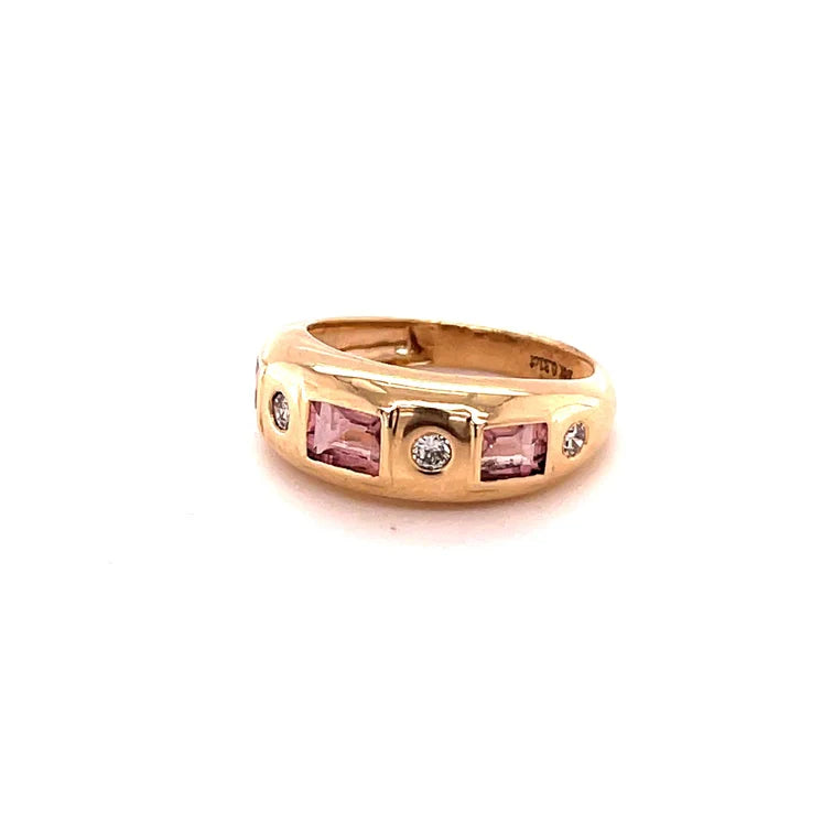 14KT GOLD TOURMALINE RING WITH DIAMONDS