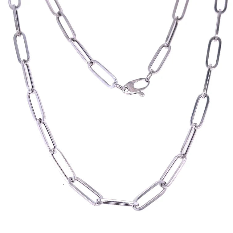 14KT WHITE GOLD PAPERCLIP NECKLACE