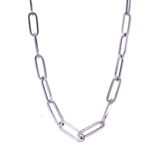 14KT WHITE GOLD PAPERCLIP NECKLACE