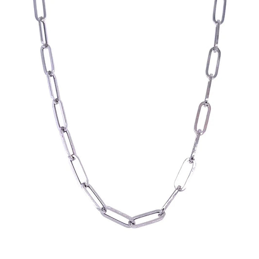 14KT WHITE GOLD PAPERCLIP NECKLACE