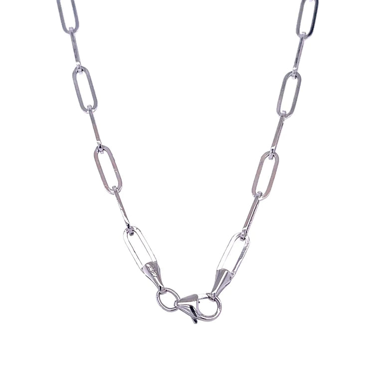 14KT WHITE GOLD PAPERCLIP NECKLACE