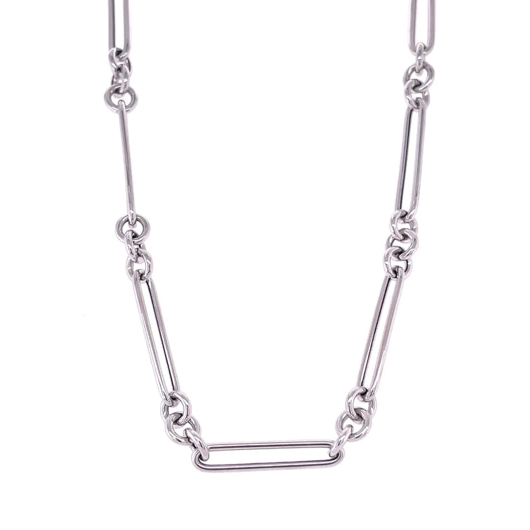 14KT WHITE GOLD PAPERCLIP NECKLACE