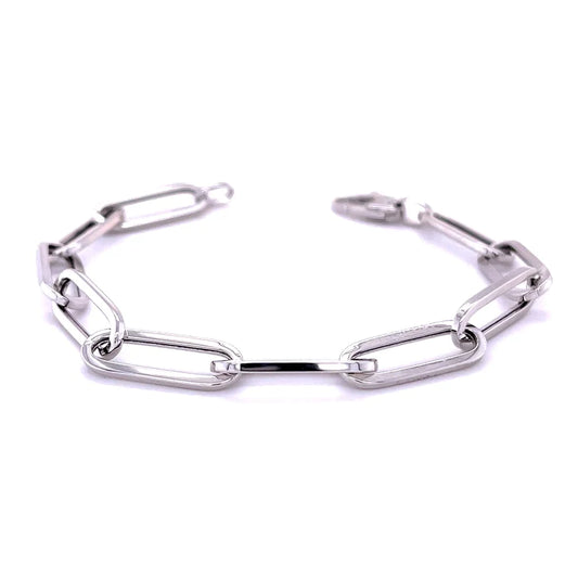 14KT WHITE GOLD PAPERCLIP BRACLET