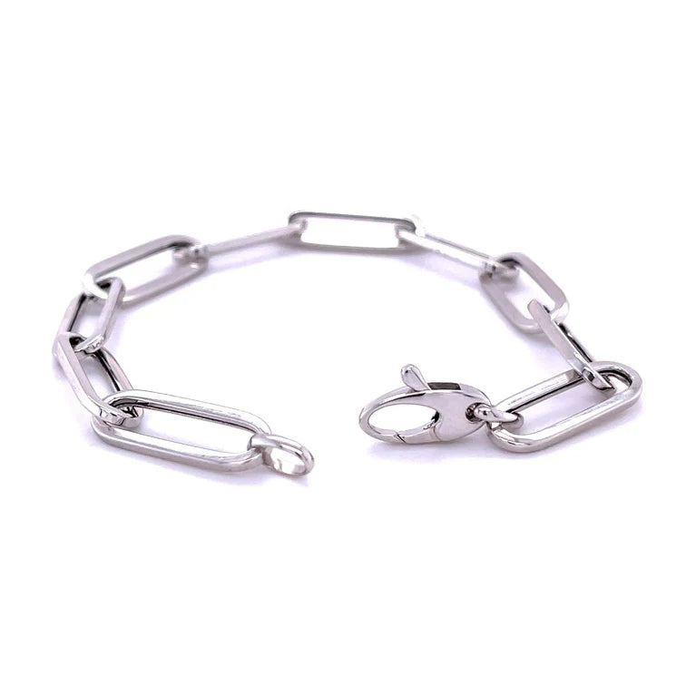 14KT WHITE GOLD PAPERCLIP BRACLET