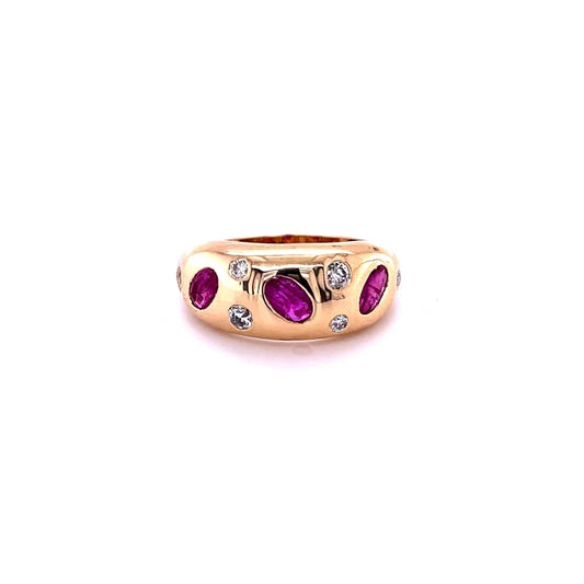 14KT YELLOW GOLD RUBY RING WITH DIAMONDS