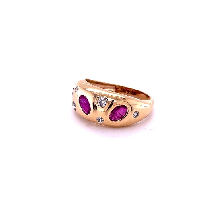 14KT YELLOW GOLD RUBY RING WITH DIAMONDS
