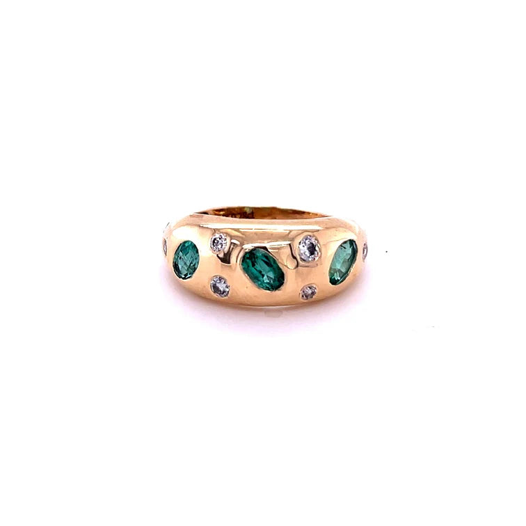 14KT YELLOW GOLD EMERALD RING WITH DIAMONDS