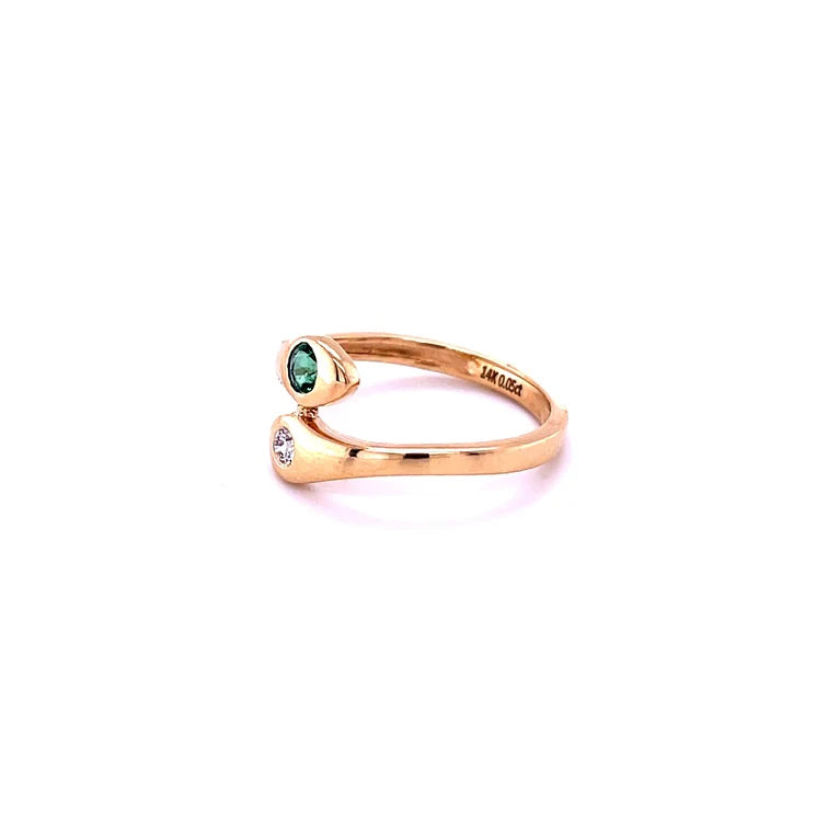 14KT YELLOW GOLD EMERALD RING WITH DIAMONDS