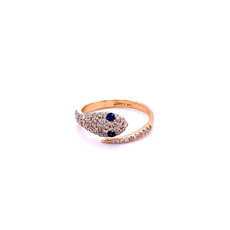 14KT YELLOW GOLD BLUE SAPPHIRE RING WITH DIAMONDS