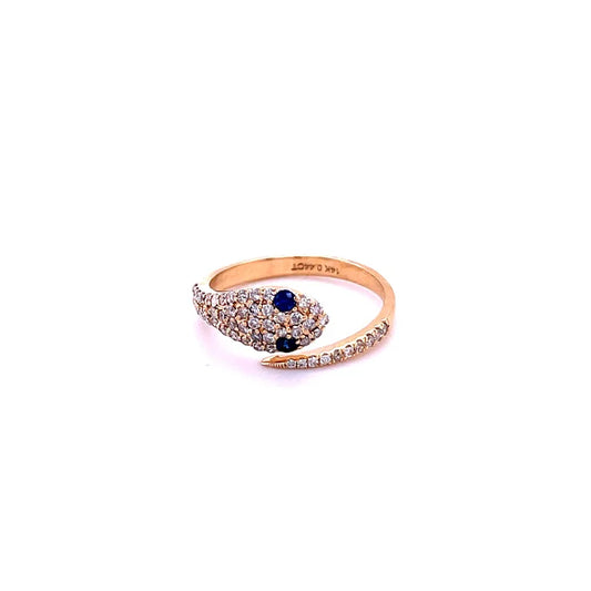 14KT YELLOW GOLD BLUE SAPPHIRE RING WITH DIAMONDS
