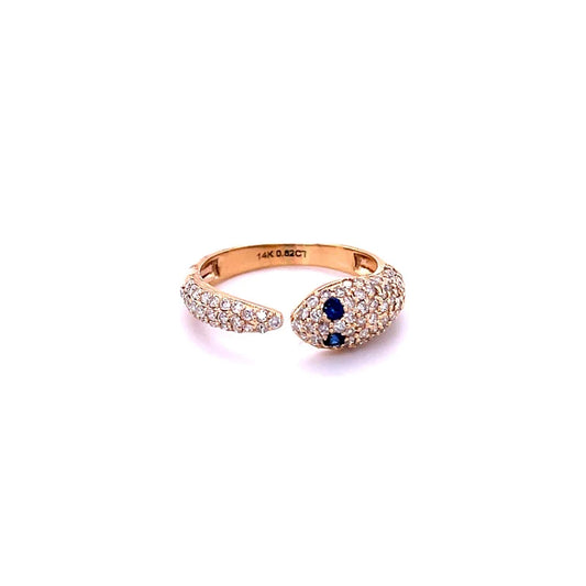 14KT YELLOW GOLD BLUE SAPPHIRE RING WITH DIAMONDS