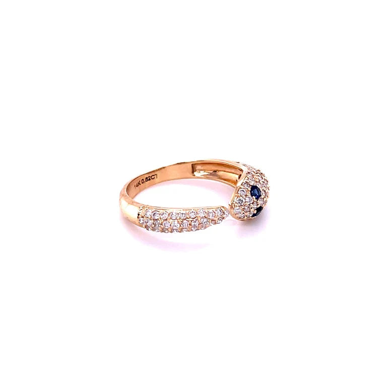 14KT YELLOW GOLD BLUE SAPPHIRE RING WITH DIAMONDS
