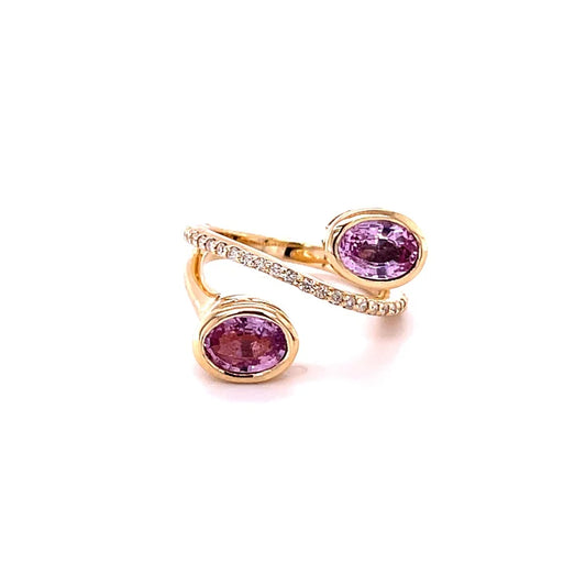 14KT YELLOW GOLD PINK SAPPHIRE RING WITH DIAMONDS