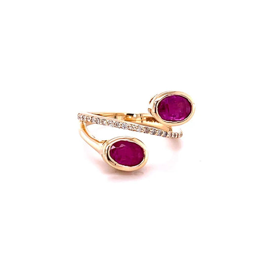 14KT YELLOW GOLD RUBY RING WITH DIAMONDS