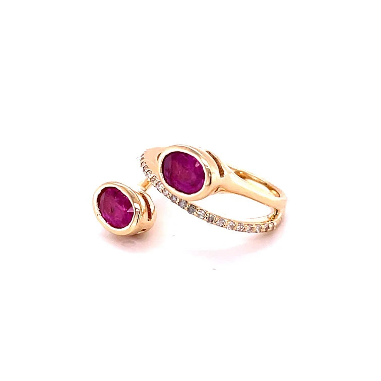 14KT YELLOW GOLD RUBY RING WITH DIAMONDS