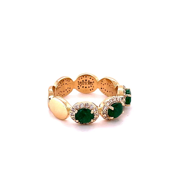 14KT YELLOW GOLD EMERALD RING WITH DIAMONDS
